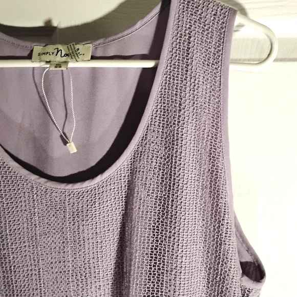 🦩SIMPLY NOELLE Plus Size Pullover Sleeveless Tunic Tank Lavender Mesh Overlay - Picture 11 of 16
